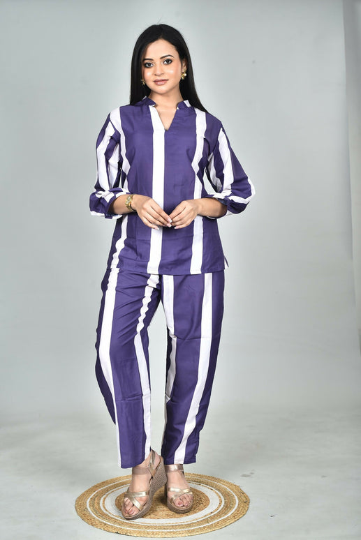 Morchari Digital Print Semi Muslin Co-Ord Set Top & Trouser-Multicolor