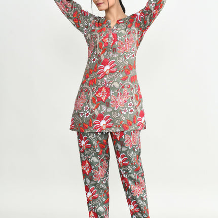 Joban Fashion Beautiful Maroon & Green Cotton Cod Set