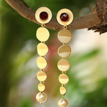 Joban Fashion Women Long Pattern Matte Gold Earrings