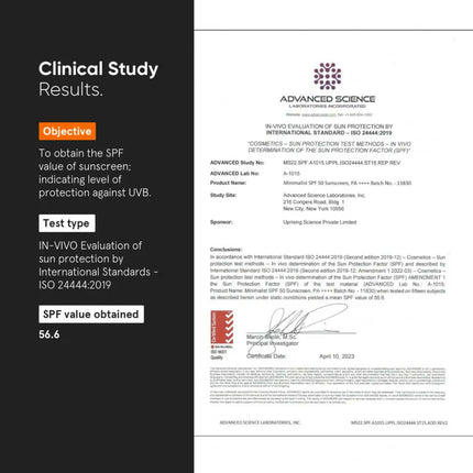 Minimalist Sunscreen SPF 50 PA++++ With Multi-Vitamin For Reducing Photoaging & No White Cast - 50 gm