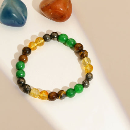 Red Carnelian, Lapis Lazuli, Amethyst, Yellow Citrine Crystal and Green Avanturine Multicoloured Cyrstal Beads bracelet - Ruby Raang