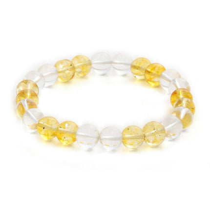 Clear Quartz & Citrine Yellow and White Beads Bracelet - Ruby Raang