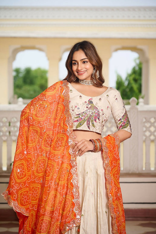 Aastha Fashion Off White Pure Tissue silk Designer Lehenga Choli Collection