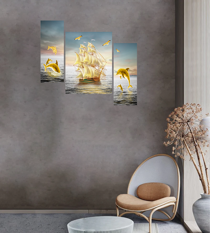 Tehzeeb Creations Set Of 3 Digital Wall Painting