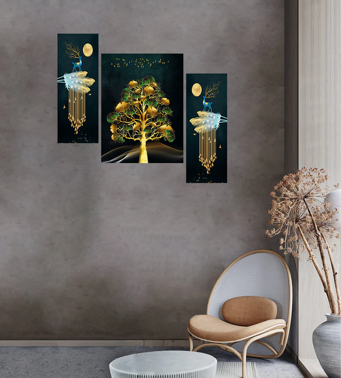 Tehzeeb Creations Set Of 3 Digital Wall Painting