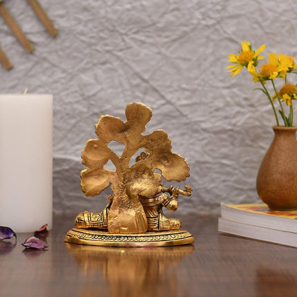 Collectible India Metal Krishna Idols with Cow