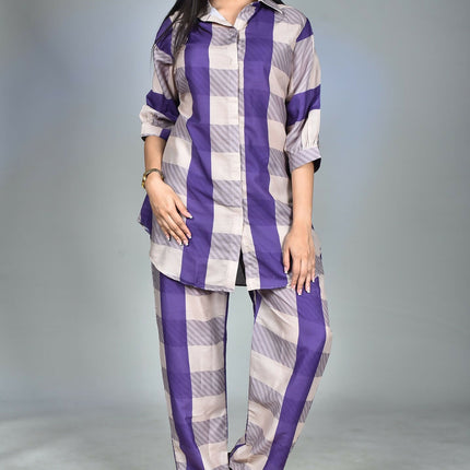 Morchari Digital Print Semi Muslin Co-Ord Set Top & Trouser-Multicolor