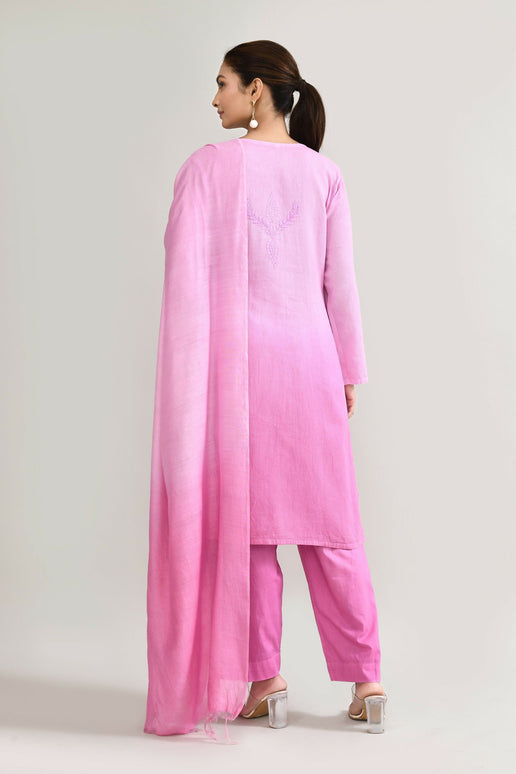 Joban Fashion Womens Cotton ChikanKari Light pink Kurta set