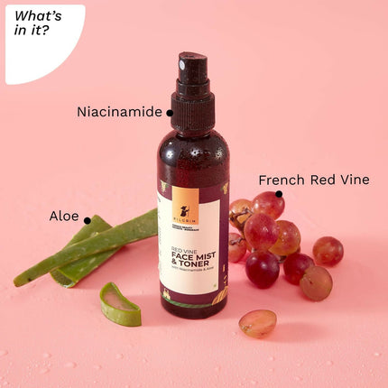 Pilgrim Red Vine Face Mist & Toner Spray with Vitamin B3 and Aloe, For Anti Ageing, Glowing Skin
