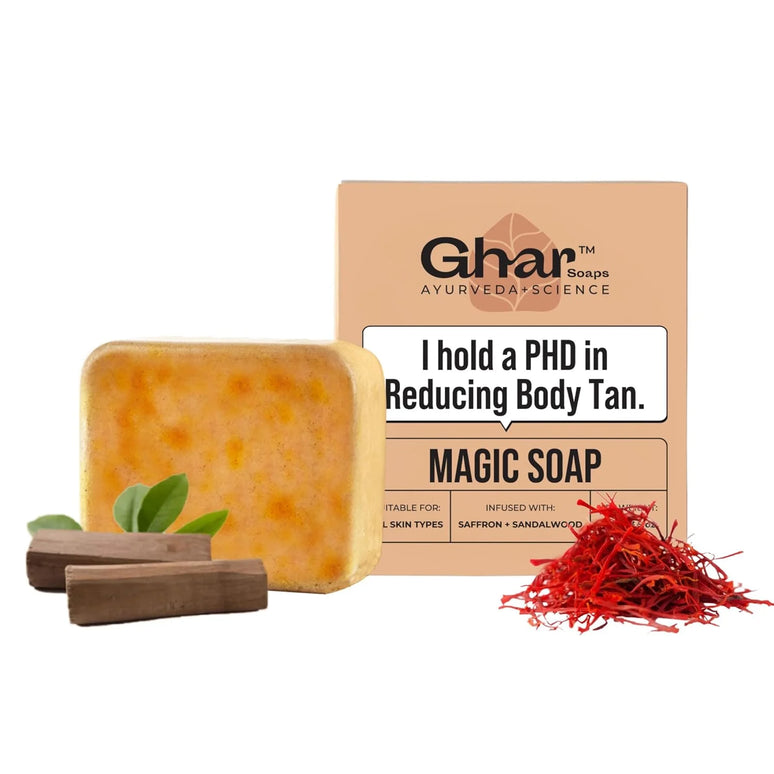 Ghar Soaps Sandalwood & Saffron Magic Soaps For Bath | Skin Brightening