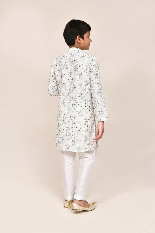 Joban Fashion Cotton Based Full Thread Work White Kurta With Straight Fit Pant