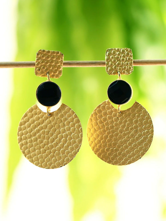 Joban Fashion Women Round Shape Matte Gold Earrings