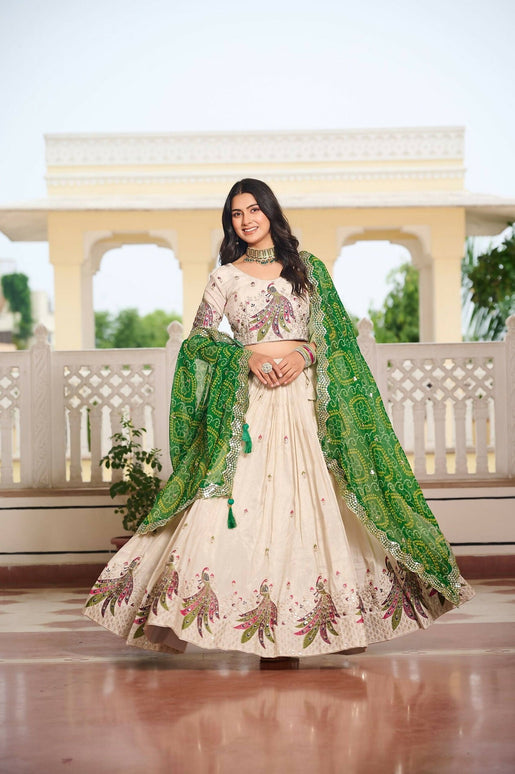 Aastha Fashion Off White Pure Tissue silk Designer Lehenga Choli Collection