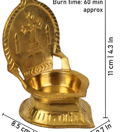 Spillbox Gold-Toned Brass Cross Diya Pooja Essential