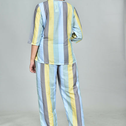 Morchari Digital Print Semi Muslin Co-Ord Set Top & Trouser-Multicolor