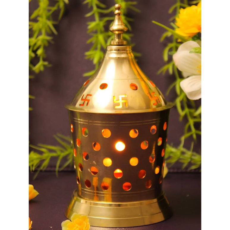 Spillbox Gold-Toned Brass Amar Lamp Pooja Essential