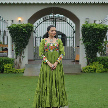 Aastha Fashion Green Rayon Party Wear Designer Gown Collection