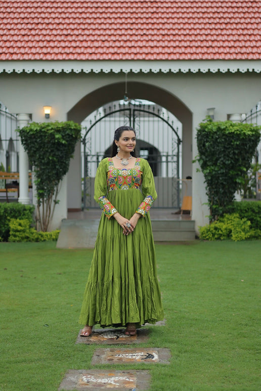 Aastha Fashion Green Rayon Party Wear Designer Gown Collection