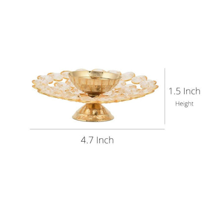 CraftVatika Gold-Toned Crystal Akhand Diya Oil Puja Lamp