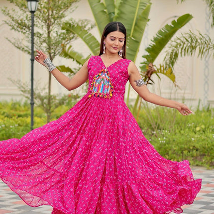 Aastha Fashion Magenta Faux Georgette Party Wear Designer Gown Collection