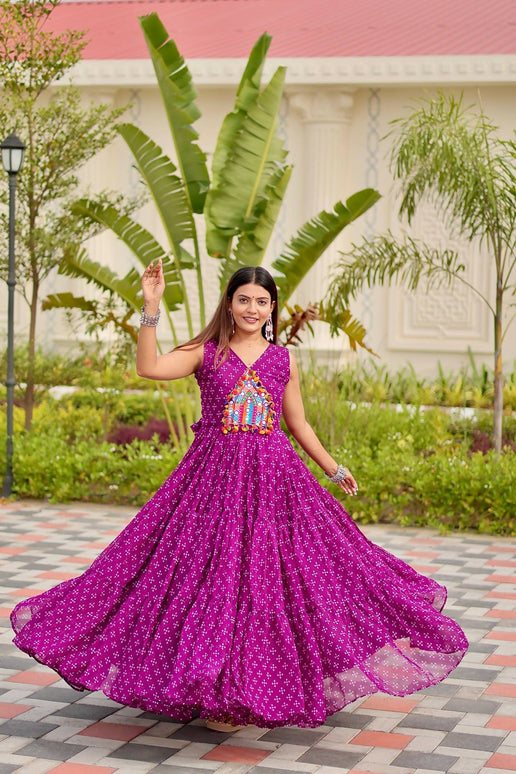 Aastha Fashion Purple Faux Georgette Party Wear Designer Gown Collection