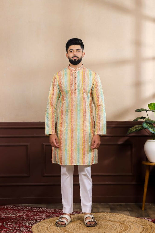 Multy Art Silk Digital Printed, Embroidery Work Kurta Set - Mahotsav