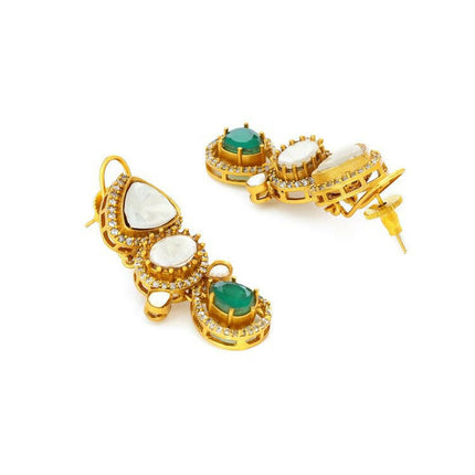 Natural Stones Antique finish Earrings and Necklace set - Ruby Raang