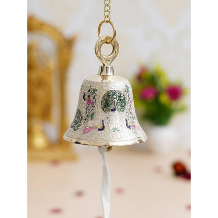eCraftIndia Multicoloured Brass Hanging Pooja Bell Showpieces
