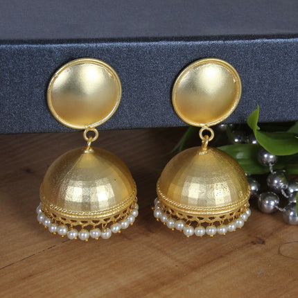 Joban Fashion Women Matte Gold Brass Jhumka