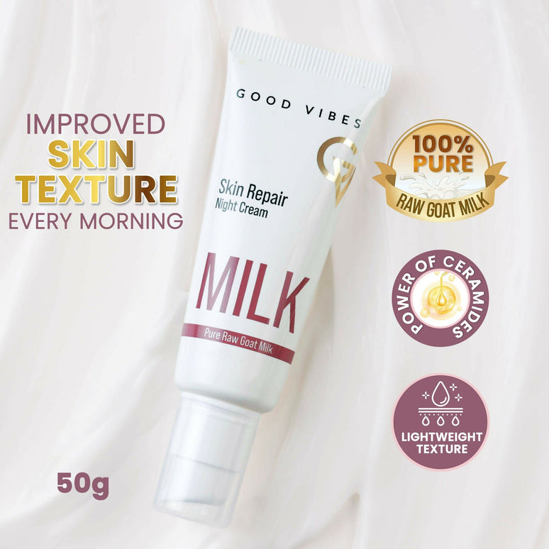 Good Vibes Skin Repair Milk Night Cream with 100% Pure Raw Goat Milk