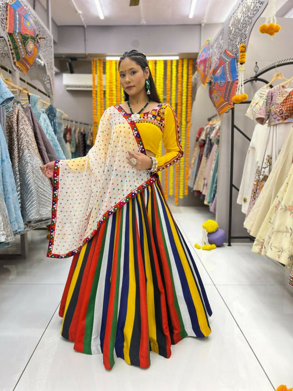 Aastha Fashion Multi Lining Maslin Heavy Digital Print Semi Stitched Wedding Wear Lehenga Choli