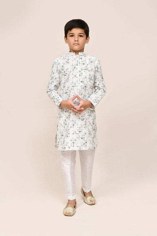 Joban Fashion Cotton Based Full Thread Work White Kurta With Straight Fit Pant