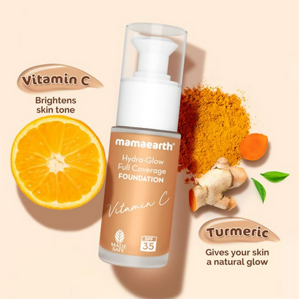 Mamaearth Hydra-Glow Full Coverage Foundation With Vitamin C & Turmeric - Sun Glow - Limited Time Offer