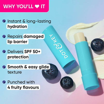 Dot & Key Barrier Repair Hydrating Lip Balm SPF 50 With Ceramides & Peptides Blueberry Bliss
