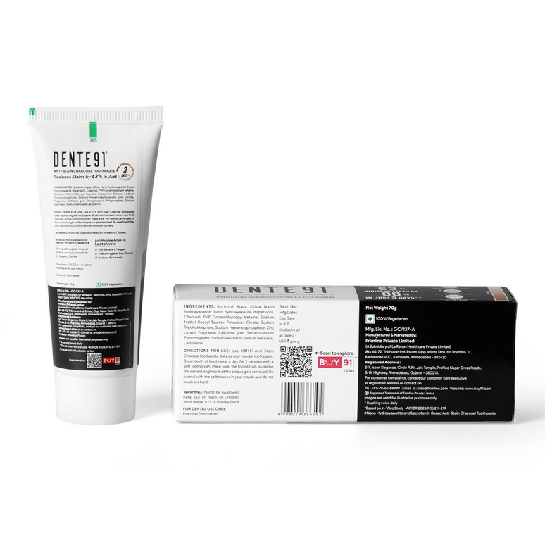 Dente91 Anti-Stain Charcoal Toothpaste