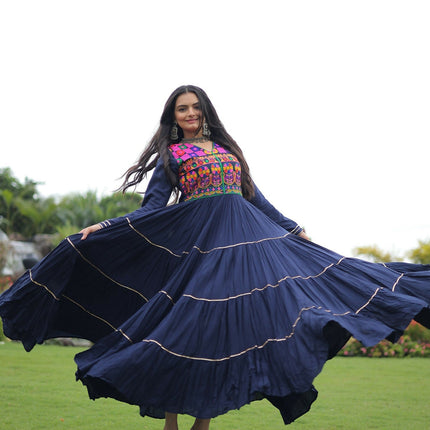 Aastha Fashion Navy Blue Rayon Party Wear Designer Gown Collection