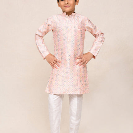 Joban Fashion Art Silk Baby Pink Kurta With Straight Fit Pant