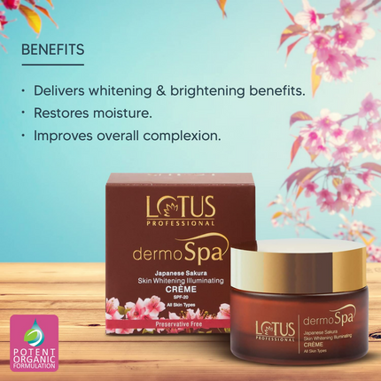 Lotus Professional Dermospa Japanese Sakura Skin Whitening Illuminating Cream With Spf 20
