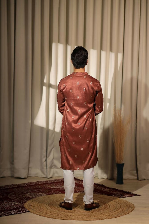 Brown Viscose Designer Embroidery Work Kurta Set - Mahotsav