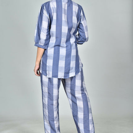 Morchari Digital Print Semi Muslin Co-Ord Set Top & Trouser-Multicolor