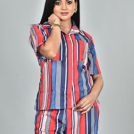 Morchari Digital Print Semi Muslin Co-Ord Set Top & Trouser-Multicolor