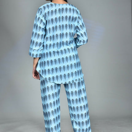 Morchari Digital Print Semi Muslin Co-Ord Set Top & Trouser-Multicolor