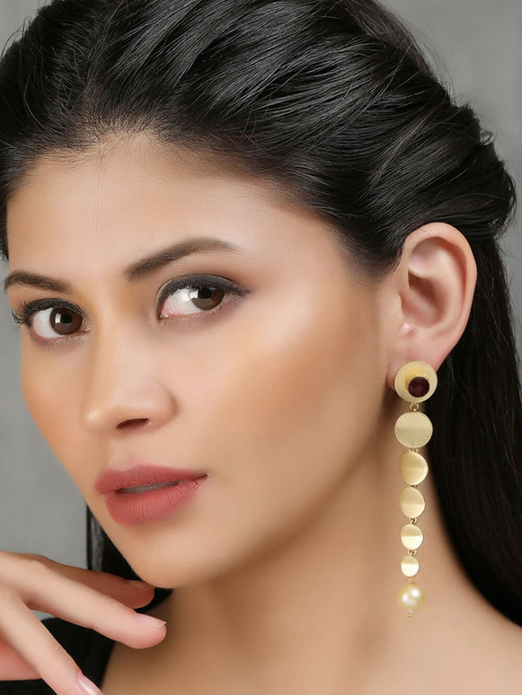 Joban Fashion Women Long Pattern Matte Gold Earrings