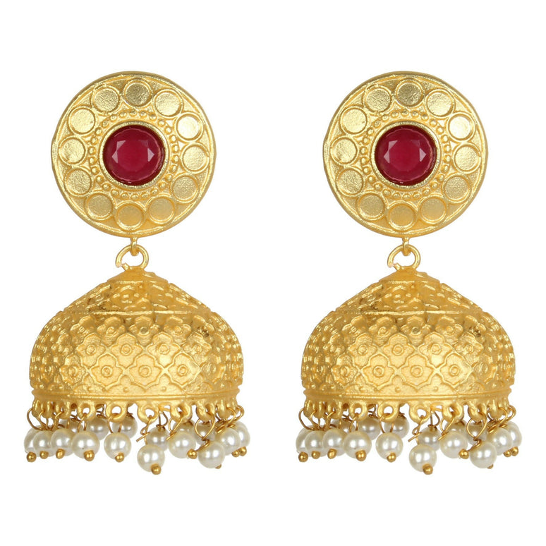 Joban Fashion Women Matte Gold Brass Jhumka