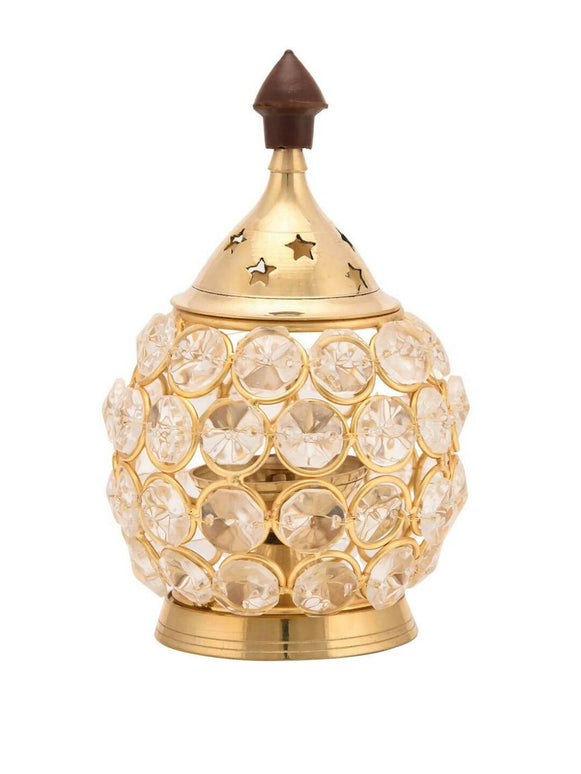 Craftvatika Gold Toned Brass Decorative Akhand Diya Oil Lamp