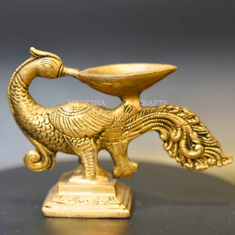 Brass Peacock Diya