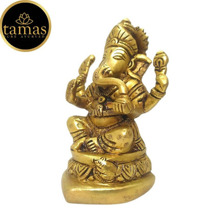 Tamas Brass Handmade Ganesh Statue for Good Luck, Success and Prosperity (Golden)