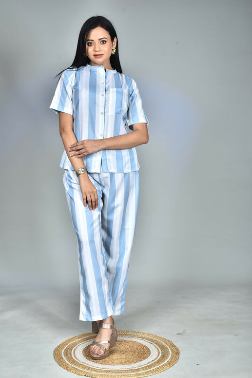 Morchari Digital Print Semi Muslin Co-Ord Set Top & Trouser-Multicolor