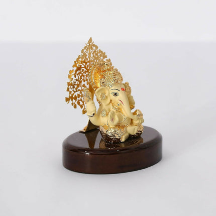 House Of Wemy Gold-Polished Lord Kalpavrikshya Tree Ganesha Idol
