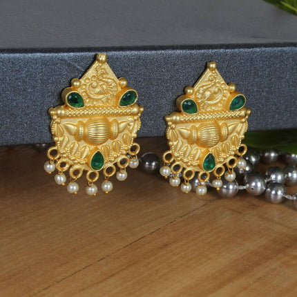 Joban Fashion Women Matte Gold Brass Earrings